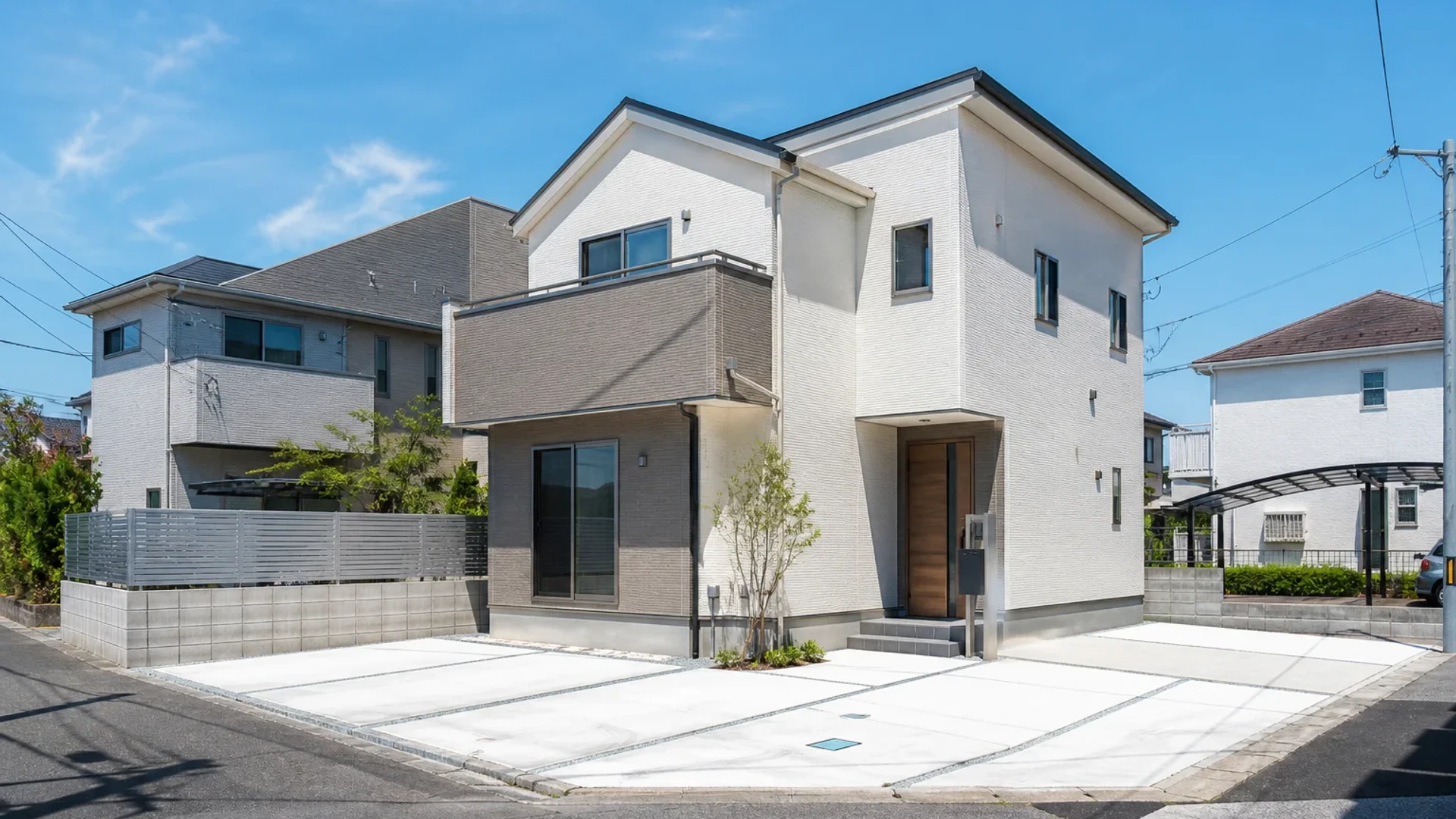 新築戸建 外観と駐車スペース